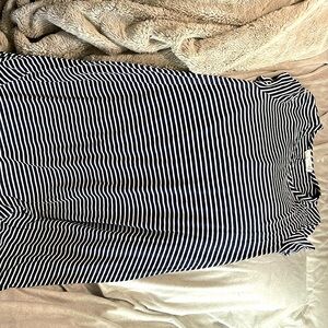 Black-and-white stripe flowery dress